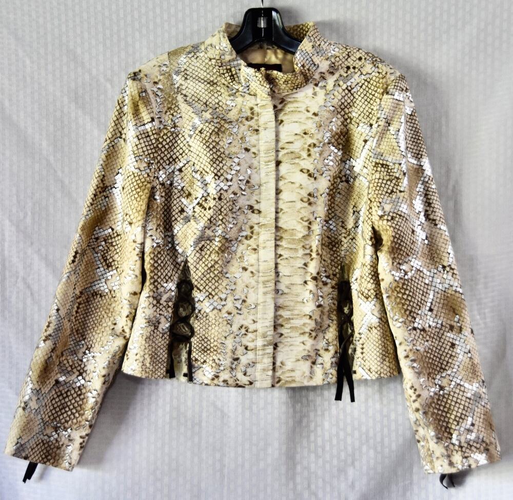 SIMON CHANGE Faux Snake Print Designer Blazer Jacket Size 12